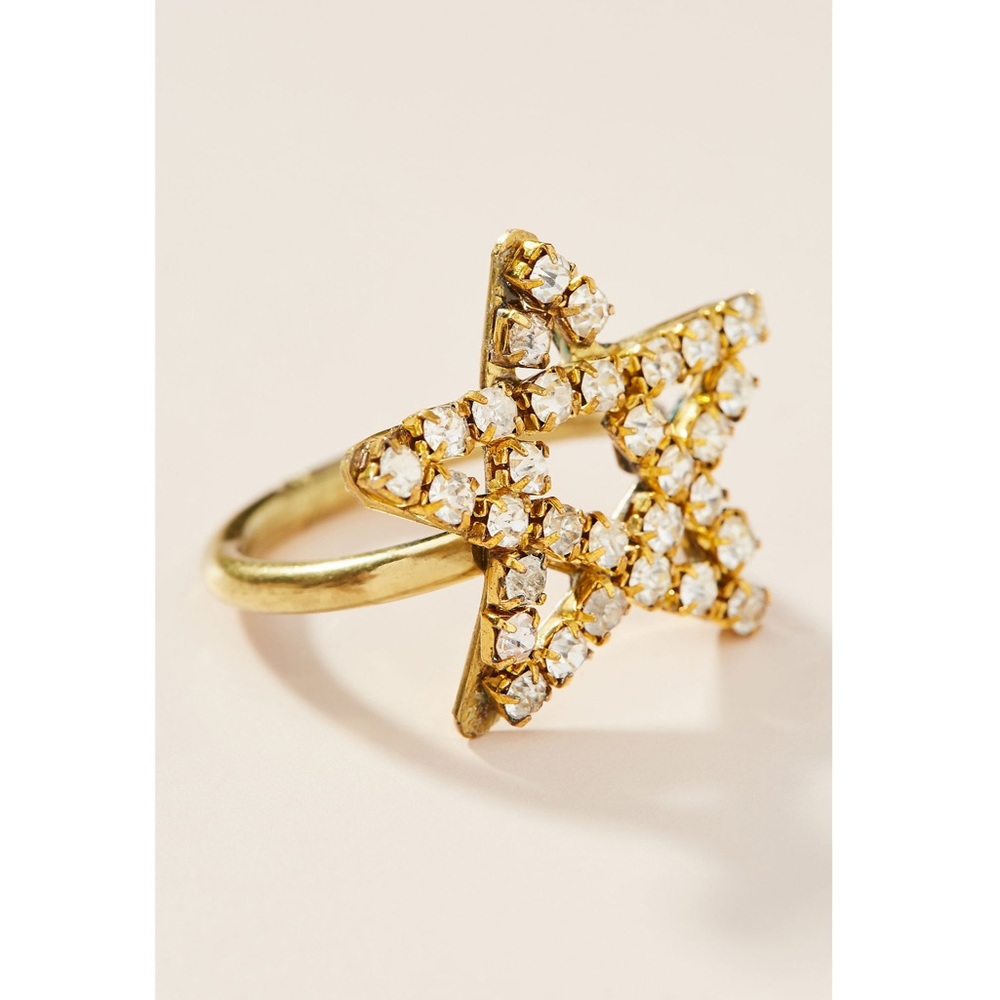 NEW Anthropologie x Lena Bernard Star Statement Ring Gold Size 7